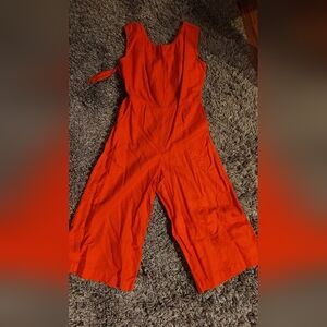 Tie Back Linen Jumpsuit